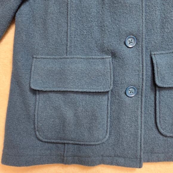 LL Bean Women's 2X Bellandi 100% Boiled Wool Coat Jacket Blue 271134 - Picture 7 of 16